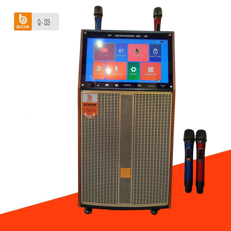 Loa kéo bass 4 tấc, thùng gỗ, màn hình 19&quot; bluetooth hát karaoke, nghe nhạc Bok Q33- hàng chính hãng