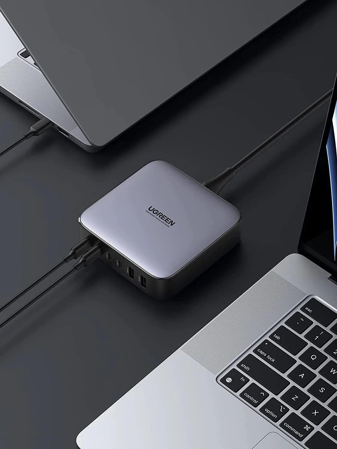 Ugreen UG40913CD271TK 200W Màu Đen Bộ sạc nhanh Nexode USB-C GaN gồm 4 cổng USB C và 2 cổng USB A kèm cáp nguồn dài 2M - HÀNG CHÍNH HÃNG