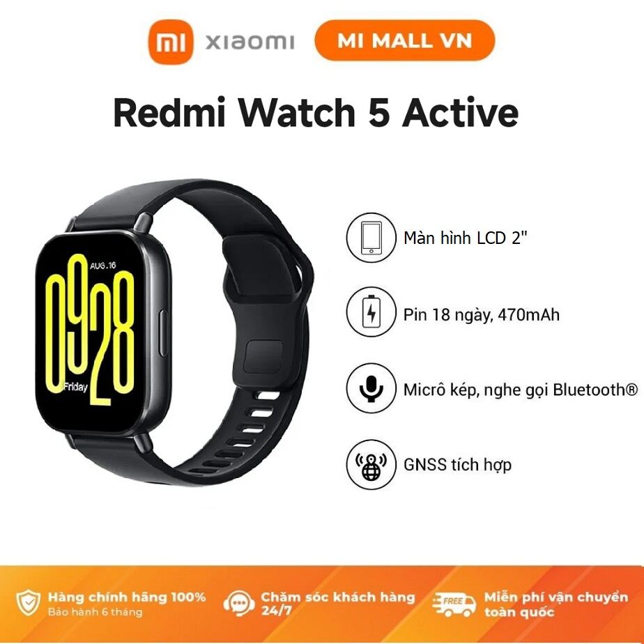 Đồng Hồ Thông Minh Xiaomi Redmi Watch 5 ACTIVE – Midnight Black – Hàng Chính Hãng