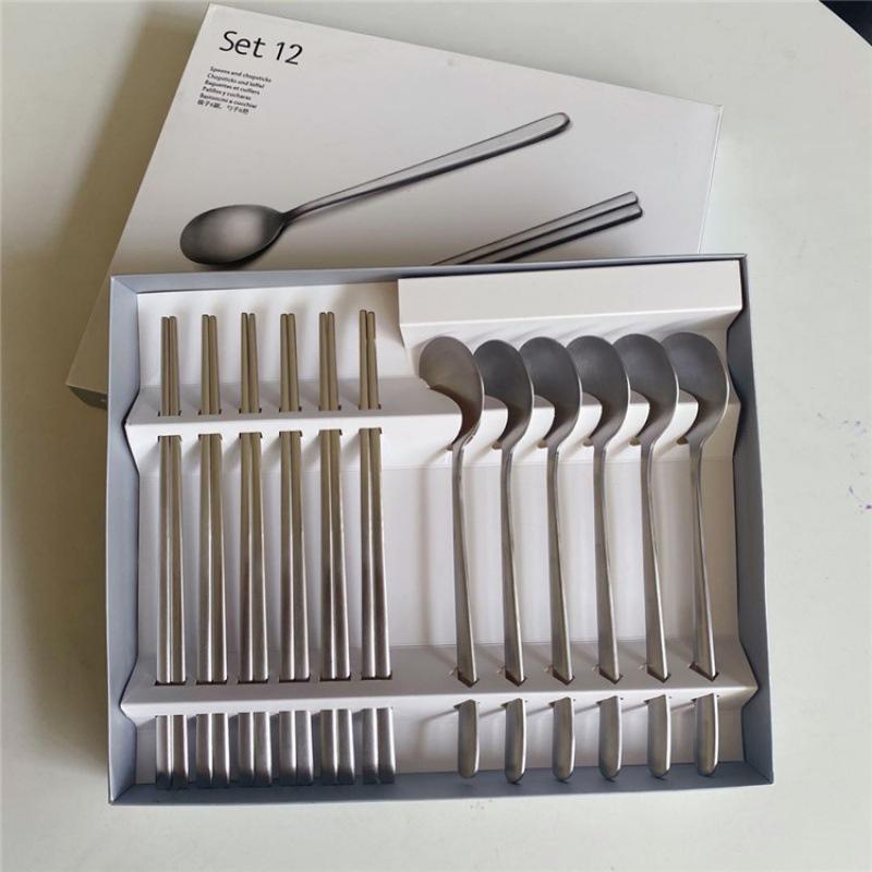 BỘ 6 ĐŨA 6 MUỖNG INOX KHÁNG KHUẨN 304 CAO CẤP KÈM HỘP ĐỰNG SANG TRỌNG