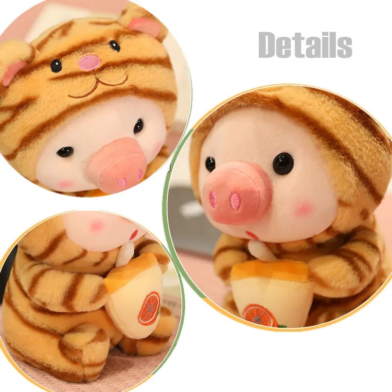 Thú nhồi bông Heo cosplay ôm bình sữa đáng yêu - Size 20 - 55 cm - Nhiều màu - Quà tặng gấu bông heo nhồi bông dễ thương - Gối ôm mềm mịn cho bé