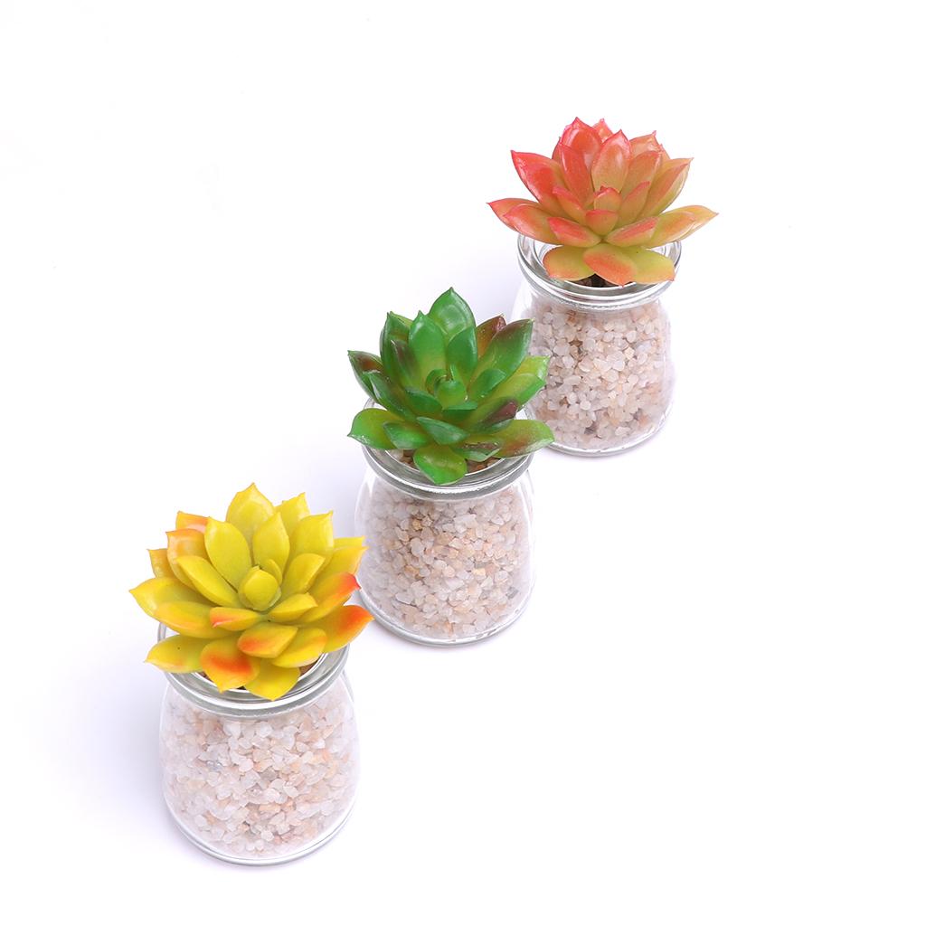 Artificial Succulent Plant Mini Potted Plants Office Home Hotel Decor