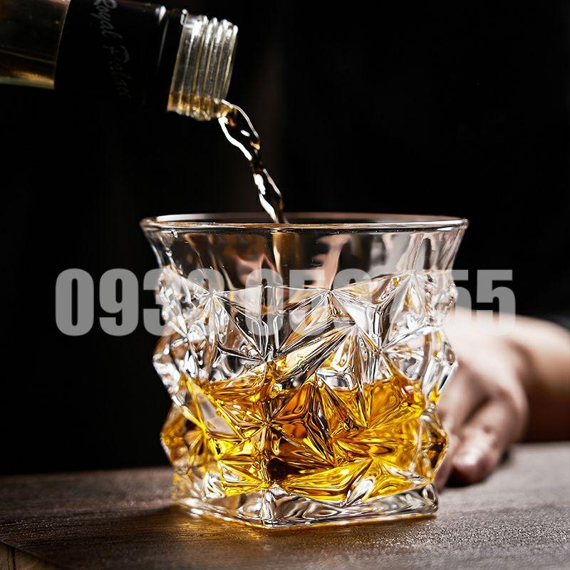 Bộ 6 Ly thủy tinh uống nước cao cấp 300ml, cốc uống whisky Xéo sang trọng