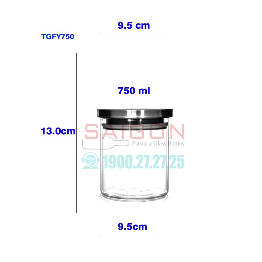 Hũ Thủy Tinh Cao Cấp Dlicsy Nắp Nhấn Inox Có Ron Kín Hơi | Tùy Chọn Dung Tích , Thủy Tinh Chịu Nhiệt