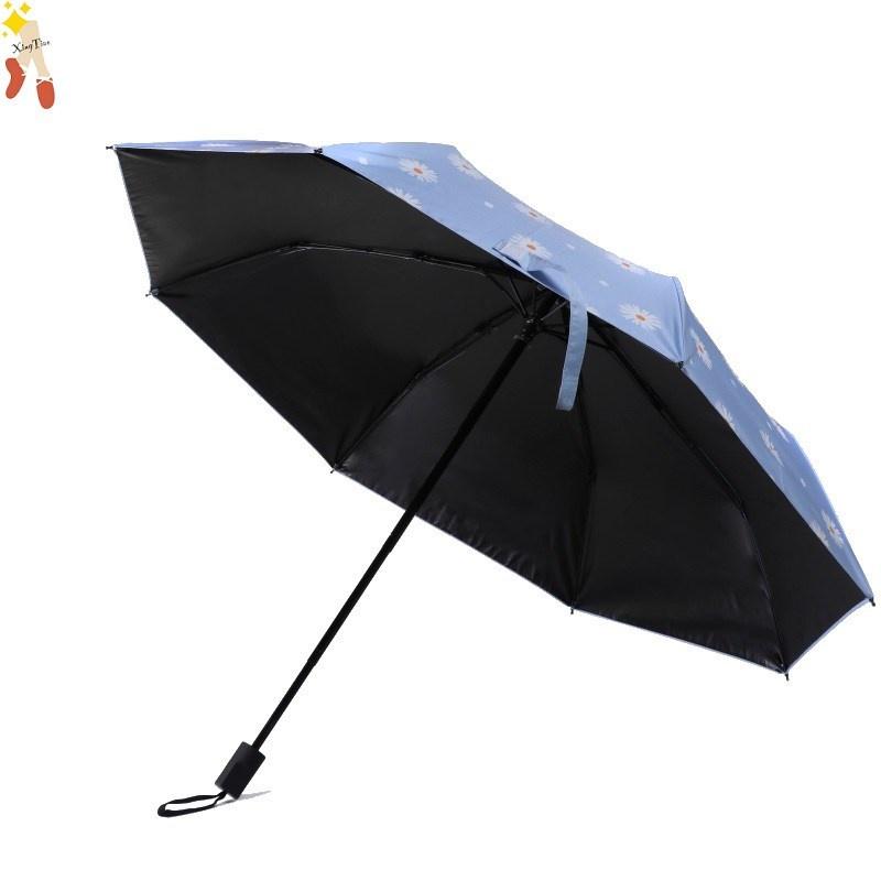 Ô Dù 8 Xương Tráng Nhựa Đen Chống Nắng Chống Tia Uv In Hoạ Tiết Nhỏ