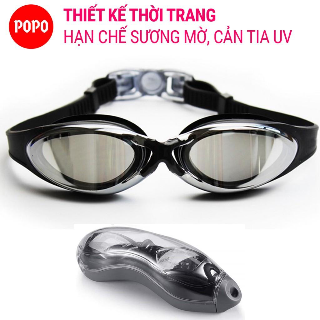 Kính bơi người lớn tráng gương POPO  cho nam nữ cản tia UV cho bé trẻ em