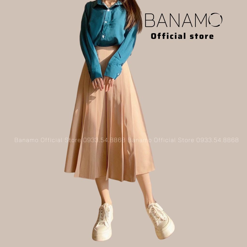 Chân váy xếp ly TENNIS dáng dài xòe Midi công sở qua gối siêu đẹp thời trang Banamo fashion váy xếp ly dáng dài 5346