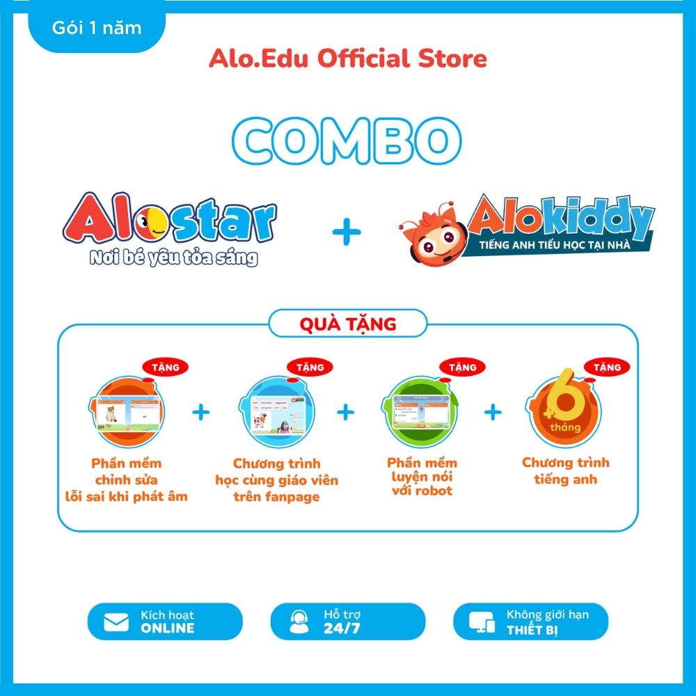 Combo ALOSTAR và ALOKIDDY Tiếng Anh - App học tiếng Anh cho trẻ mầm non và tiểu học