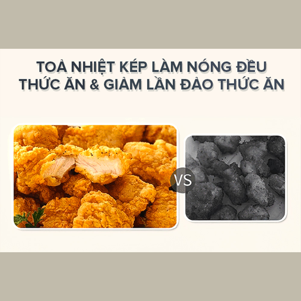 Nồi Chiên Không Dầu Eroc V-D2 Chống Dính 5.5L Chín Đều 2 Thanh Nhiệt Trên Dưới Không Cần Đảo Thức Ăn - Hàng Chính Hãng