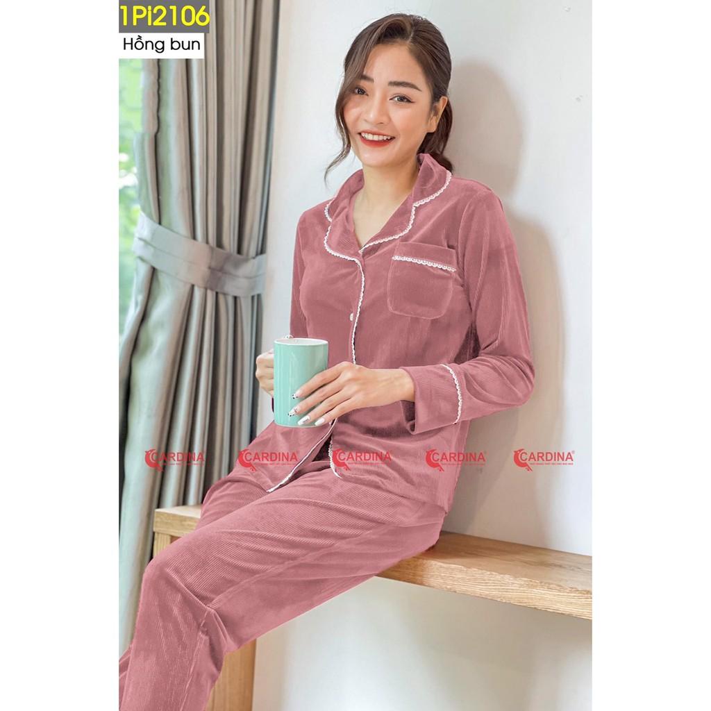 Đồ bộ, bộ pijama nữ vải nhung tăm cao cấp kiểu dáng thanh lịch sang trọng, màu sắc hiện đại