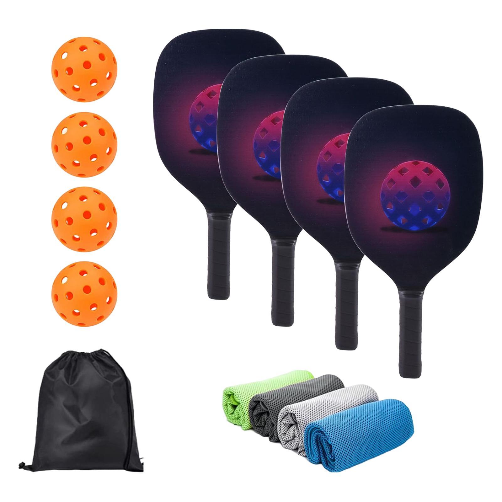 Portable Pickleball Paddles Set Rackets Comfort Grip Carry Bag for