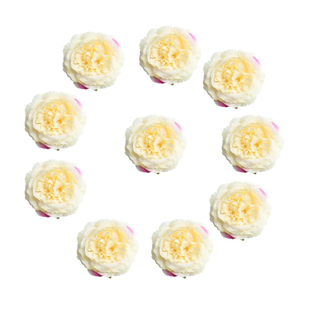 10 Pieces Artificial Silk Rose Flower Head Home Wedding Decor Champagne