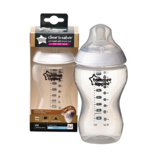 Combo Bình Sữa Tommee Tippee Natural Start Ty Siêu Mềm Tự Nhiên 340ml &amp; Núm Ty Silicon Thay Thế 6M+