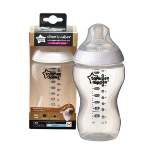 COMBO Bình sữa ty siêu mềm tự nhiên Tommee Tippee Closer to Nature 340ml &amp; Núm ty silicon thay thế 6M+