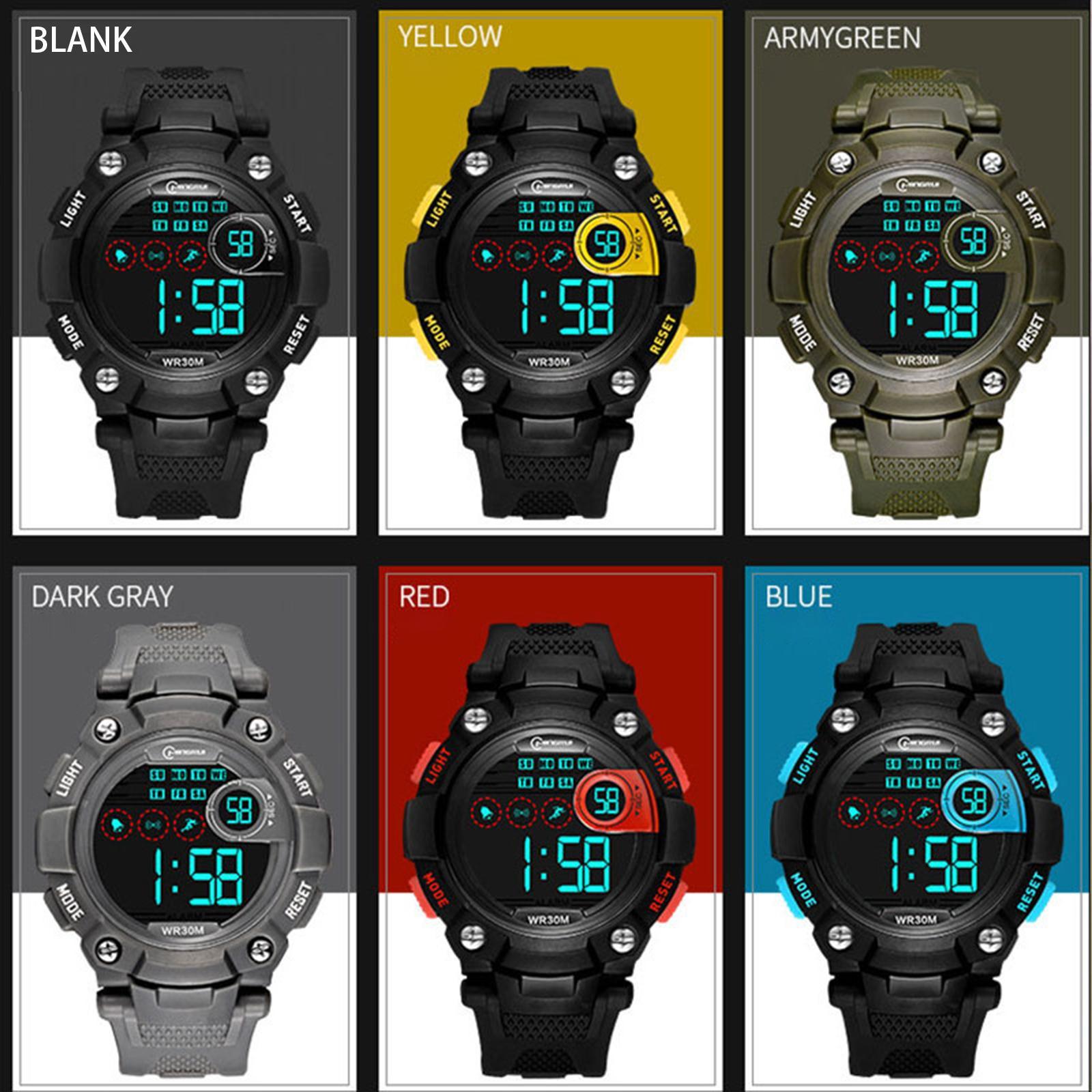Electronic Watch Waterproof Alarm Stopwatch 12/24 Hours Wrist Watch for Outdoor Sports Boys