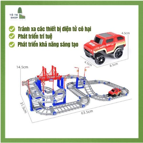 Bộ lắp ráp đường ray ô tô đồ chơi, gồm 88 chi tiết cho bé thảo sức sáng tạo nha.