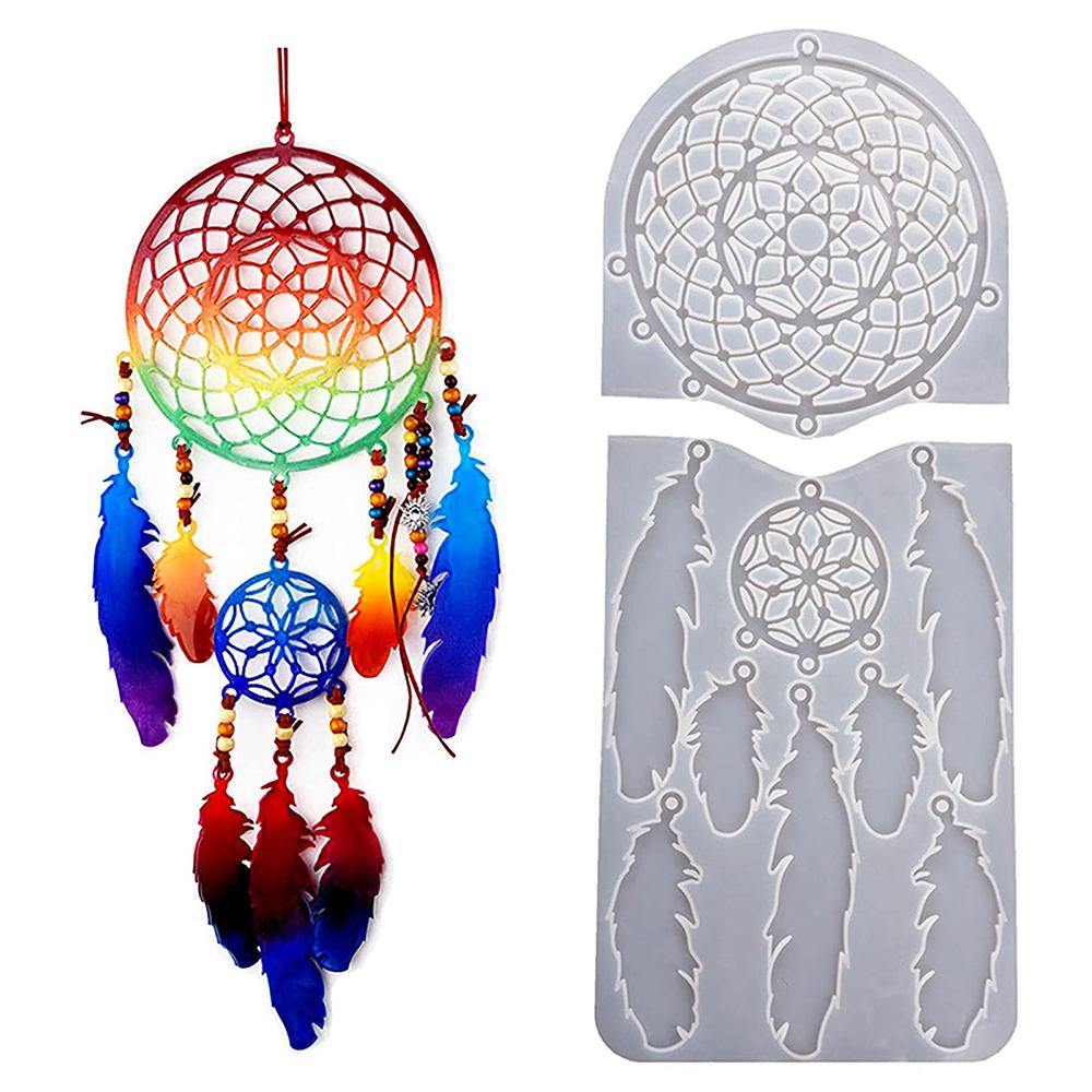 Khuôn Silicone Lớn Epoxy Đúc Dream Catchers Diy Lông Vũ Để Trang Trí Nội Thất