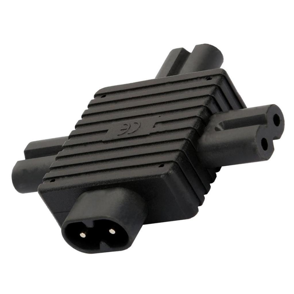 IEC C8 Male to 3X Female C7 Plug Splitter Power Adapter Connector