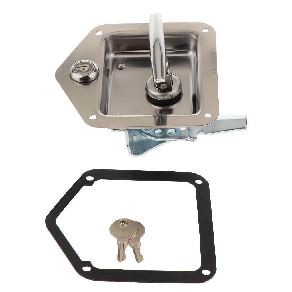 Stainless Steel Truck Toolbox Lock Latch Paddle Handle Trailer Tool w 2 Key