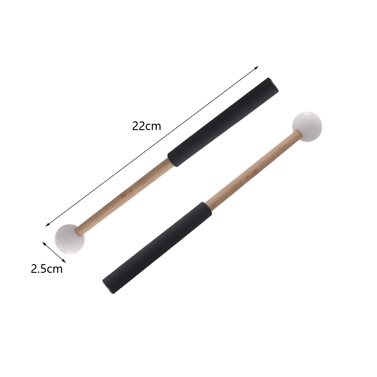 2x Rubber Mallet Percussion 8.6inch with Wood Handle Drum Mallet for Yoga Music Education Stage