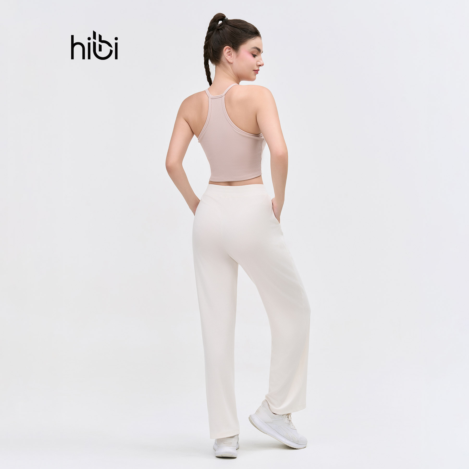 Áo croptop tập Yoga Gym Hibi Sports CR835, kiểu ba lỗ 2 dây vải thun gân, kèm mút ngực