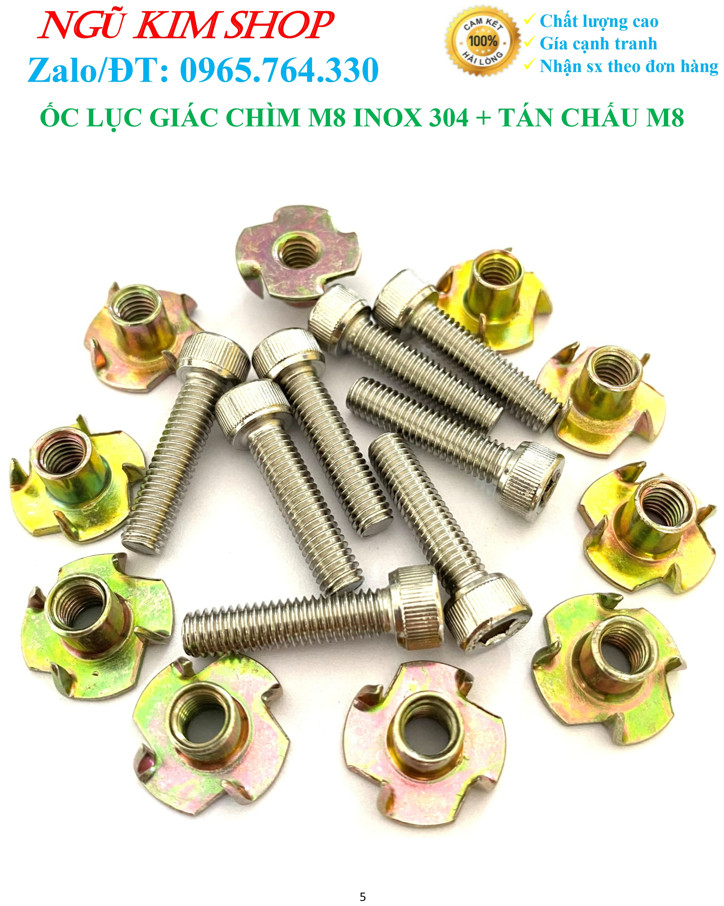 ỐC LỤC GIÁC CHÌM M8 INOX304 + TÁN CHẤU M8 BẮT LOA _ HÀNG XỊN