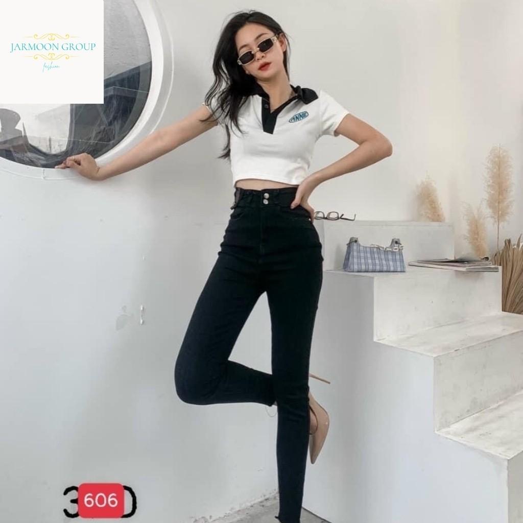 Quần jean nữ đen trơn không rách gối cao cấp co giãn 4 chiều nhiều nút,quần rin nữ AD601 NHIỀU MẪU MỚI