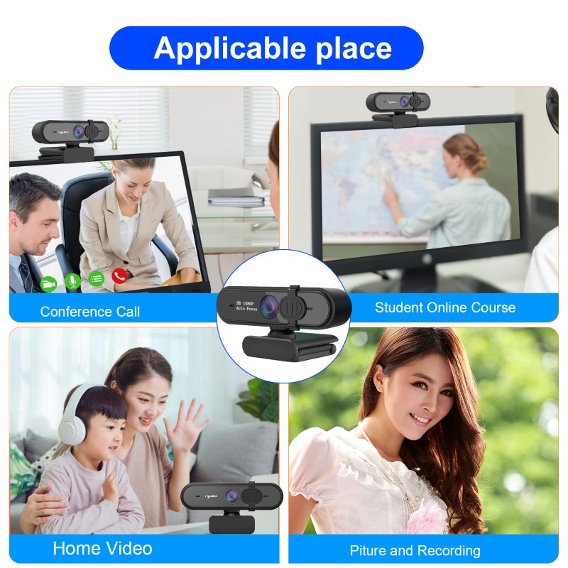 Webcam S6 Lấy nét tự động Auto Focus Góc  Rộng 1080P có nắp che , tích hợp micro