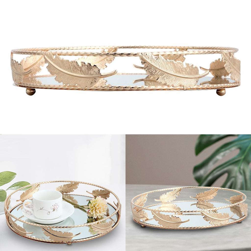 Mirror Plate Cosmetic Vanity Tray - Decorative Jewelry Organizer