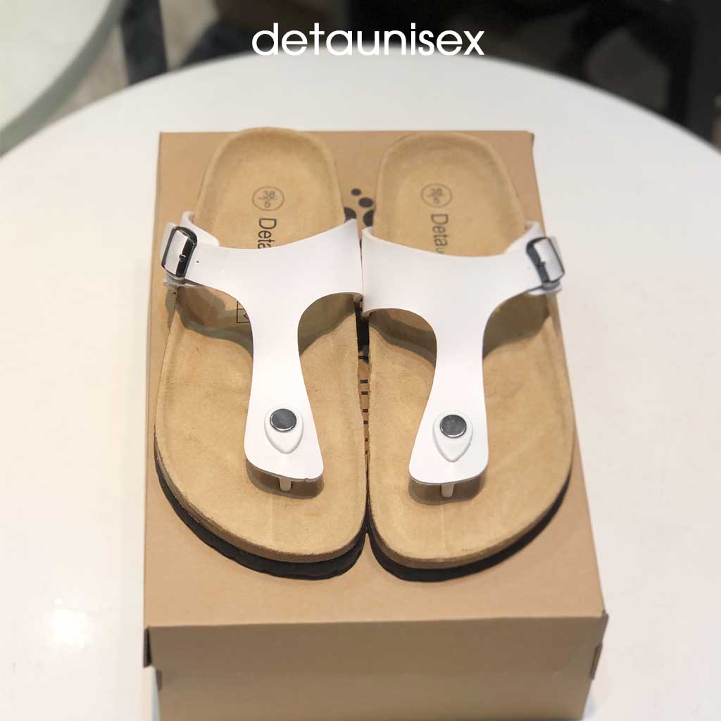 Dép kẹp ngón nam nữ đế trấu Detaunisex màu Trắng - DETA11T