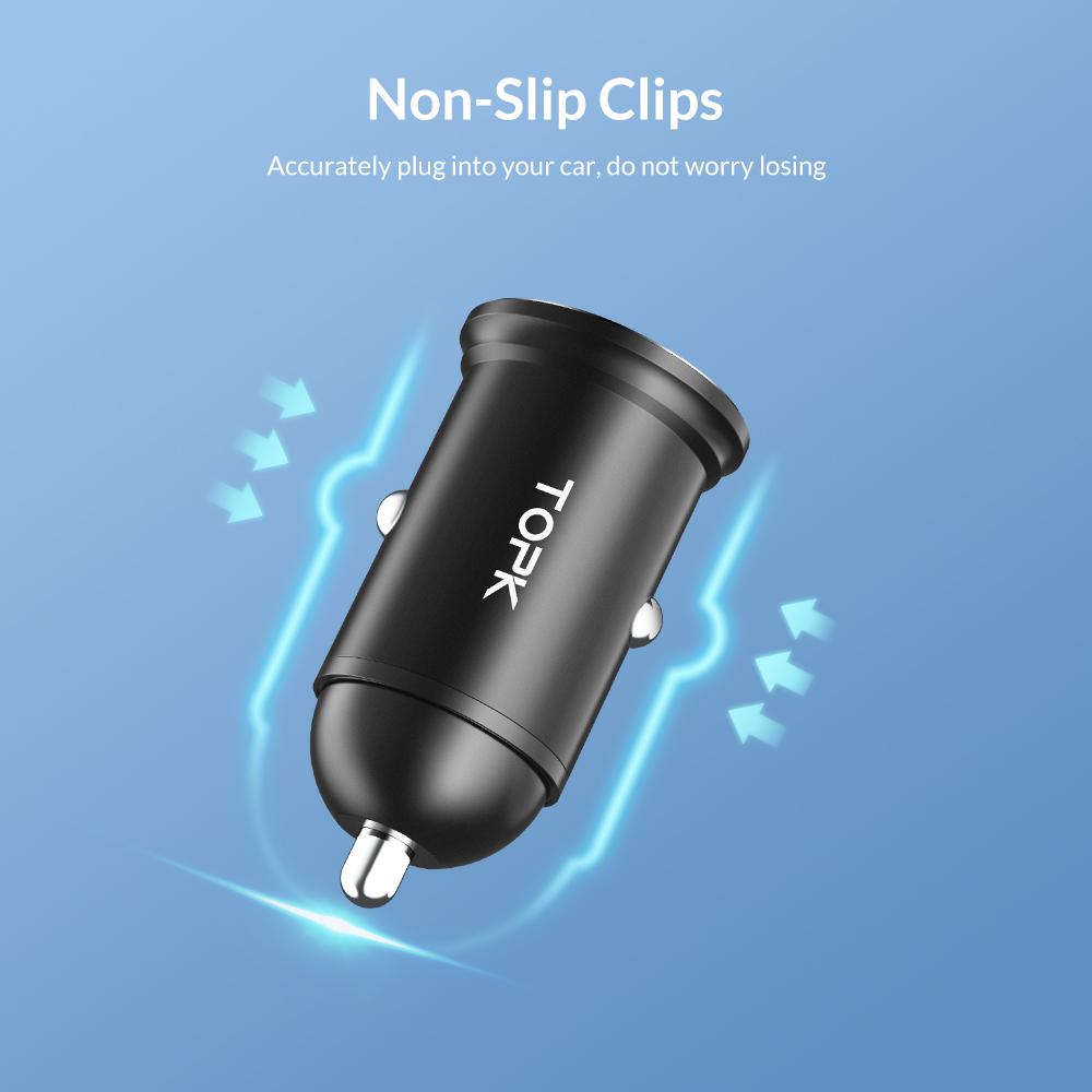 Tẩu sạc xe hơi mini TOPK G204 hai cổng USB, 3.1A sạc nhanh cho điện thoại, máy tính bảng - Hàng nhập khẩu chính hãng