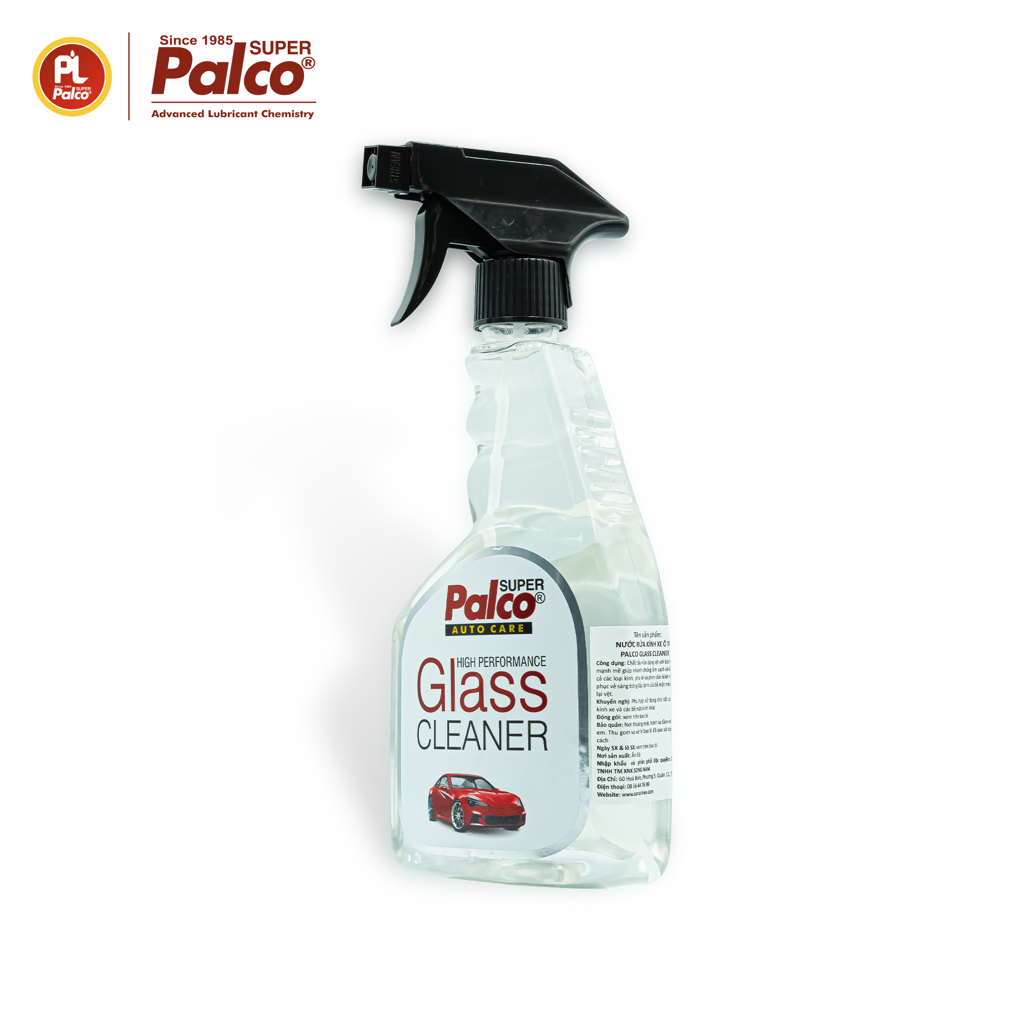 Nước rửa kính ô tô siêu sạch PALCO Glass Cleaner - Chai xịt rửa kính xe hơi 500ml đa năng nhập khẩu Ấn Độ