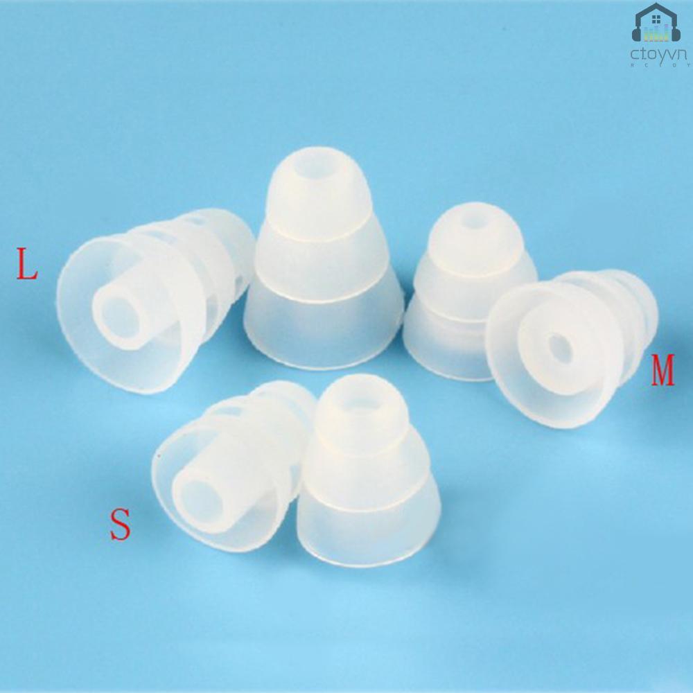 Set 3 cặp 6 cặp nút bọc đầu tai nghe nhét tai bằng silicon ba lớp màu sắc ngẫu nhiên