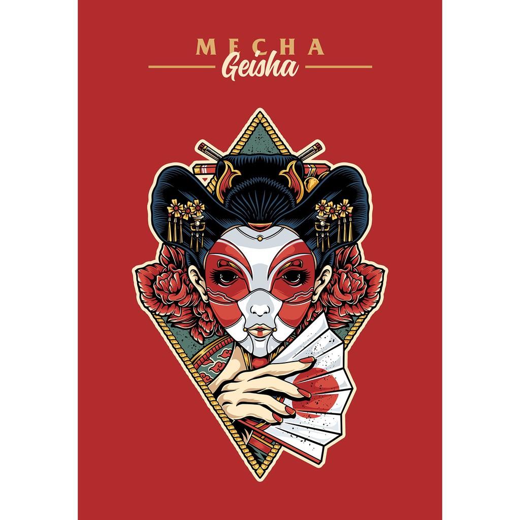 Áo Thun Tay Lỡ Unisex Geisha Múa Quạt