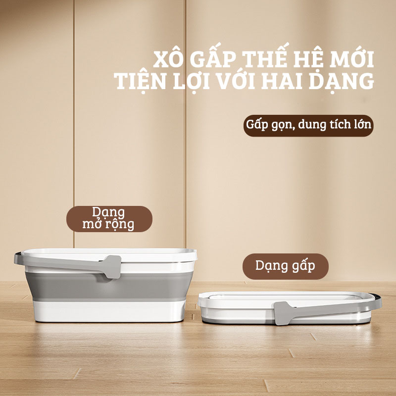 Xô Nhựa Cao Cấp Gấp Gọn Đa Năng Damas, Xô Nước Lau Nhà Vệ Sinh Nhà Cửa  - Chất Liệu Nhựa PP An Toàn Cho Người Tiêu Dùng - Dung Tích 12L Phù Hợp Với Nhiều Nhu Cầu Sử Dụng: Rửa Xe, Câu Cá, Để Đồ Đạc,...Thiết Kế Kèm Quai Xách Tay Thuận Tiện Di Chuyển