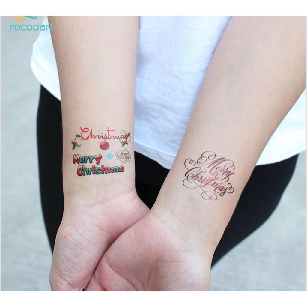 Hình xăm dán ông già noel tattoo giáng sinh 10x6cm, 15x21cm, 17x48cm+ quà tặng