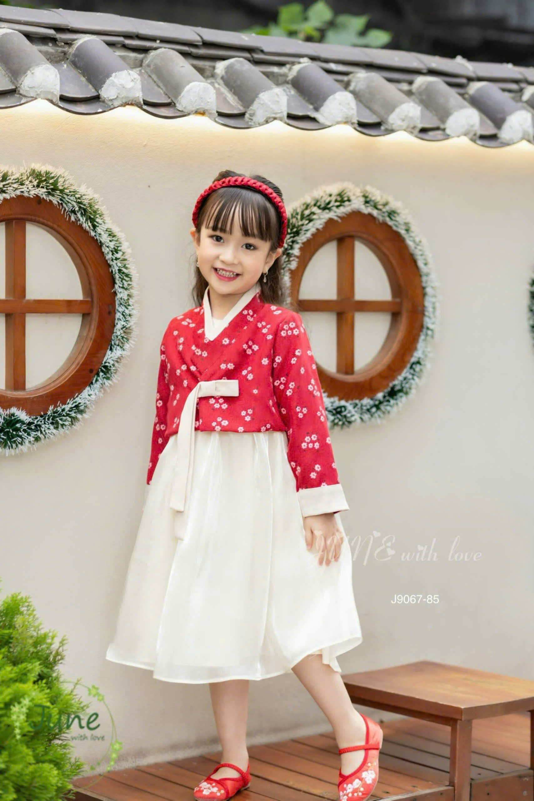 Đầm công chúa hanbok hoa cho bé gái diện lễ tết noel giáng sinh đẹp size 12-35kg hàng Thiết kế