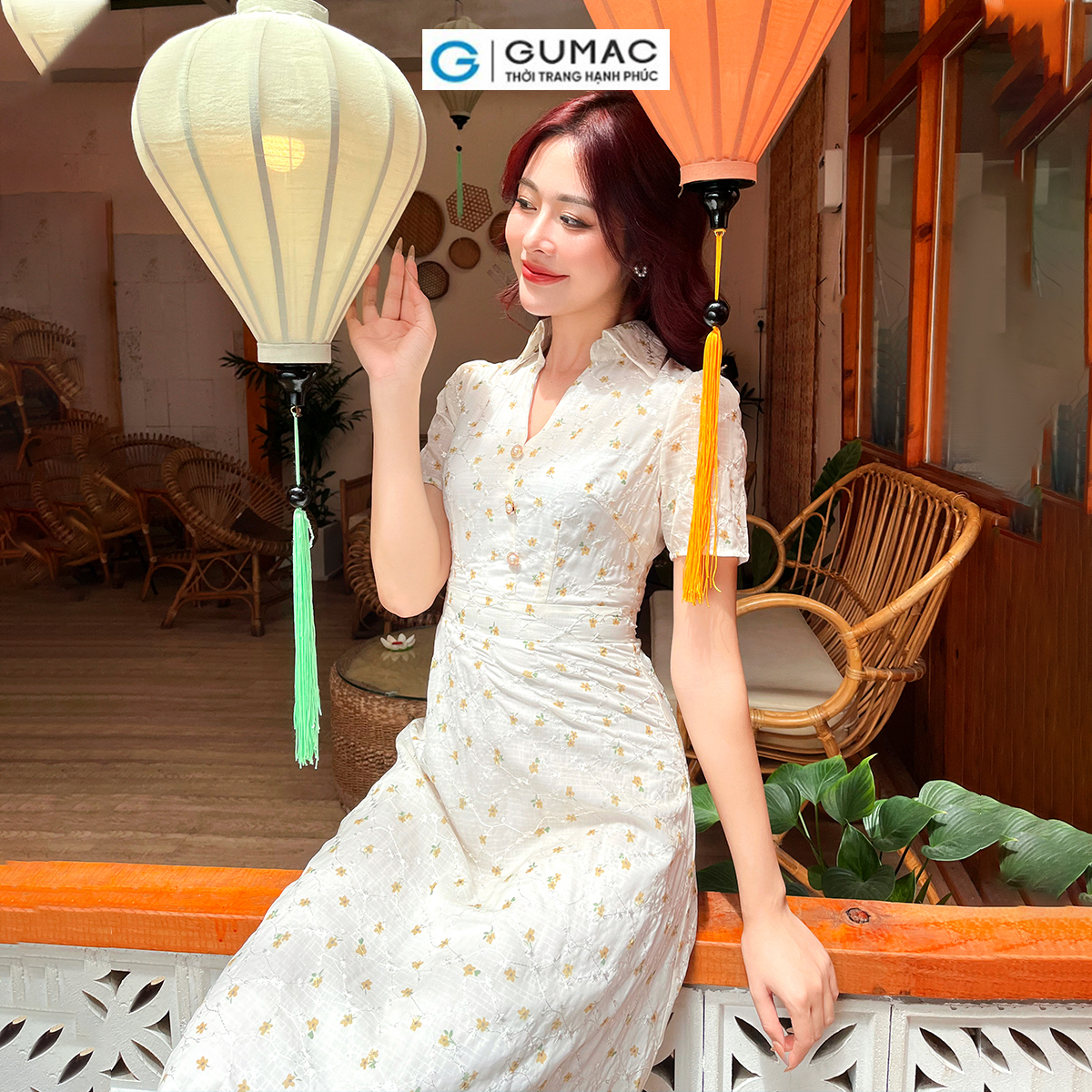 Đầm A ngực đắp vải voan mềm mát đi tiệc đi chơi thanh lịch sang trọng GUMAC DD09007