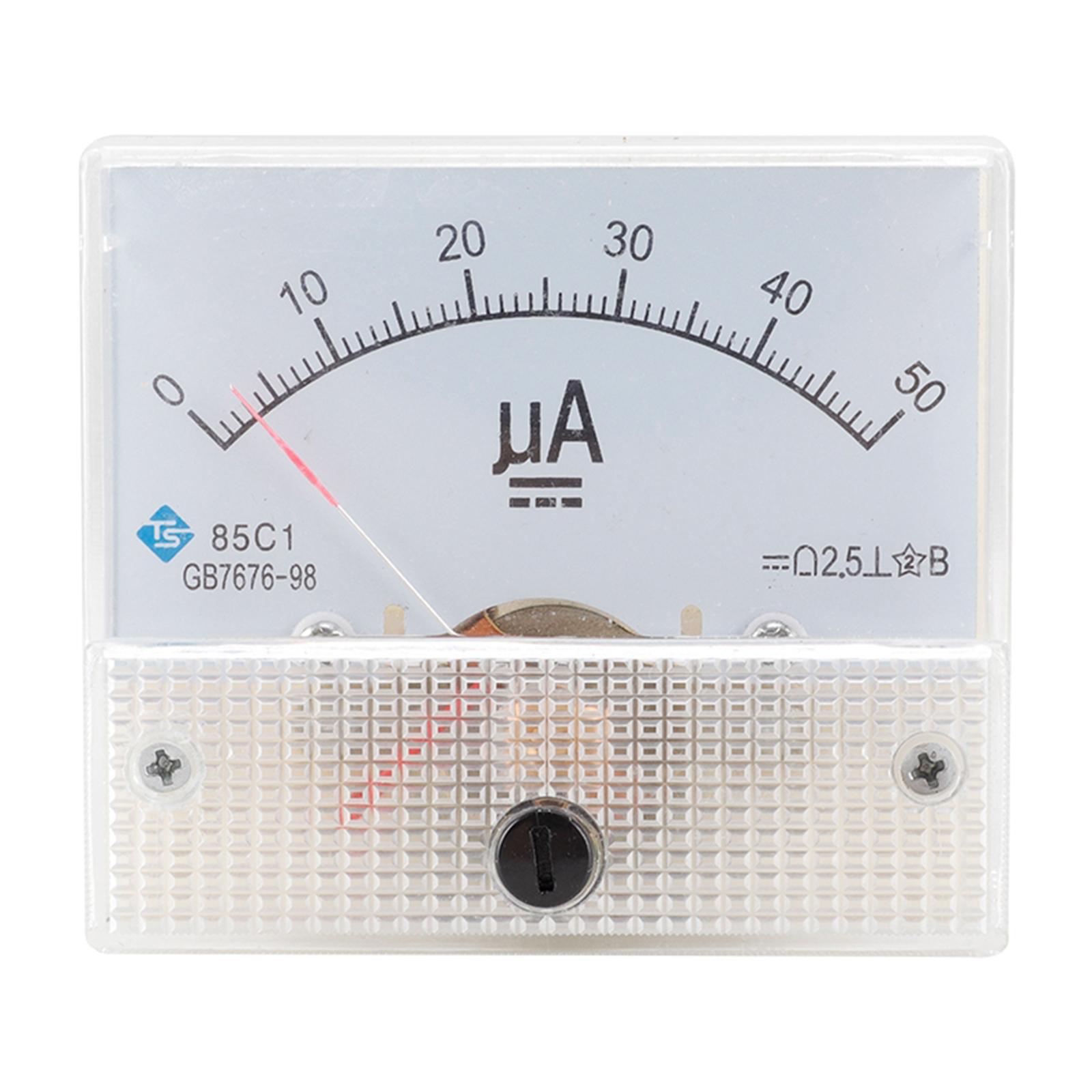 2x DC 0-50/100/200/500μA 0-20A Rectangle Analog Panel Ammeter for Circuit Measurement Ampere Gauge