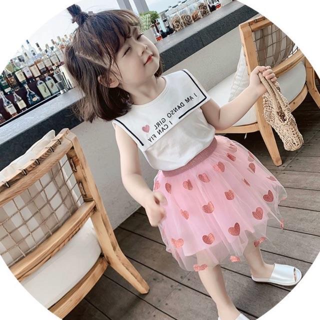 SET VÁY REN TIM HỒNG BÉ GÁI CỰC XINH