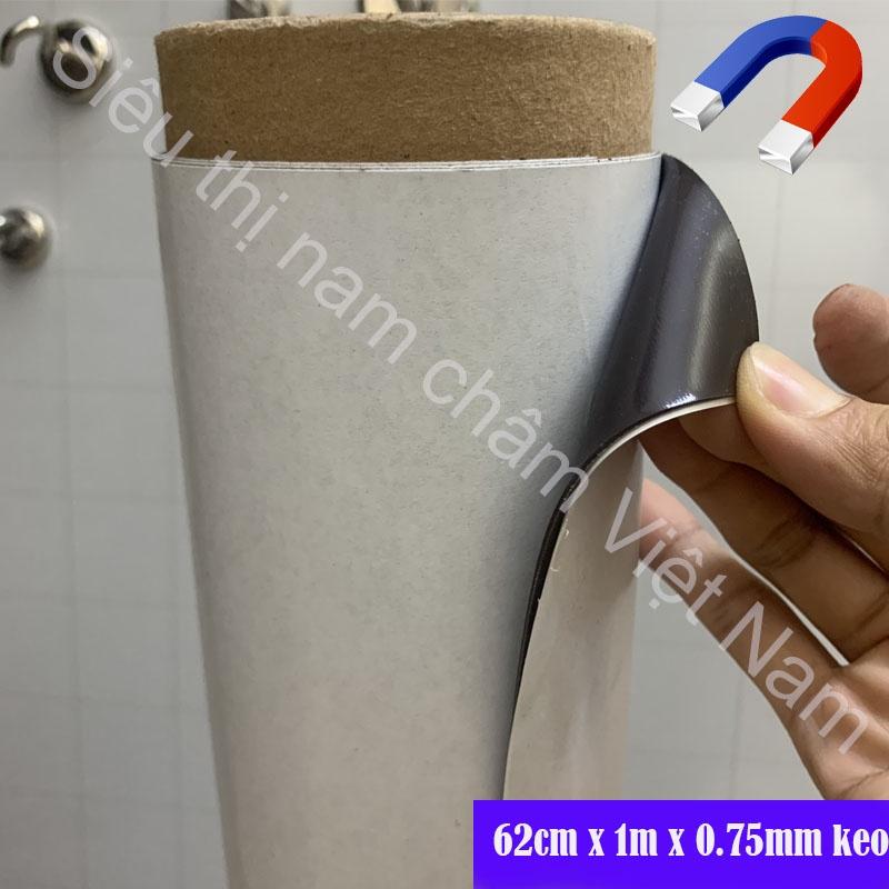 Nam châm cuộn 62cm x 1m x 0.75mm nam châm dẻo có keo