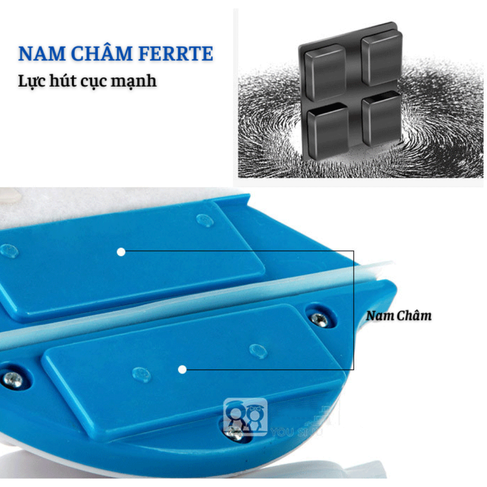 Dụng cụ lau kính 2 mặt hít nam châm tam giác - Dụng cụ vệ sinh lau cửa kính thông minh - Sử dụng lực hút nam châm cực mạnh giúp bạn vệ sinh cực tốt