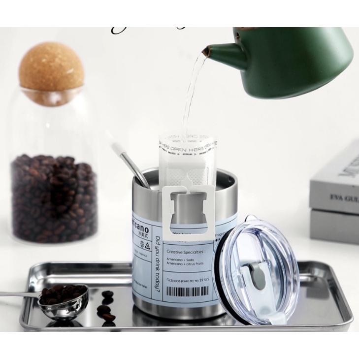 Cốc giữ nhiệt Iced Americano,good morning thể tích 650ML/300ML,làm bằng inox,có ống hút