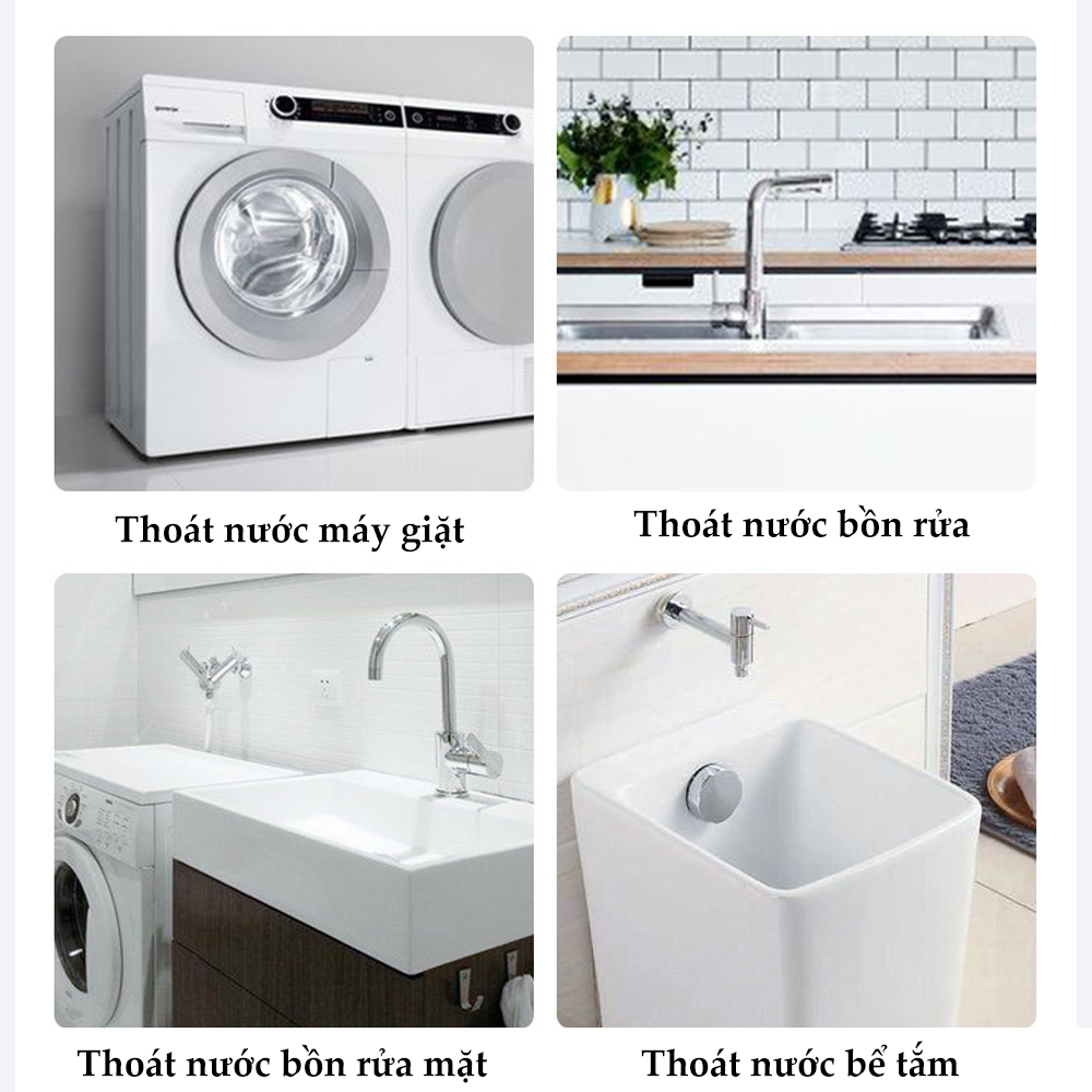 Bộ thoát nước máy giặt, chậu rửa, thoát nước thải kiêm chống mùi hôi, ngăn côn trùng trào ngược, cổ xoay 360 độ, loại đứng MIHOCO 3112