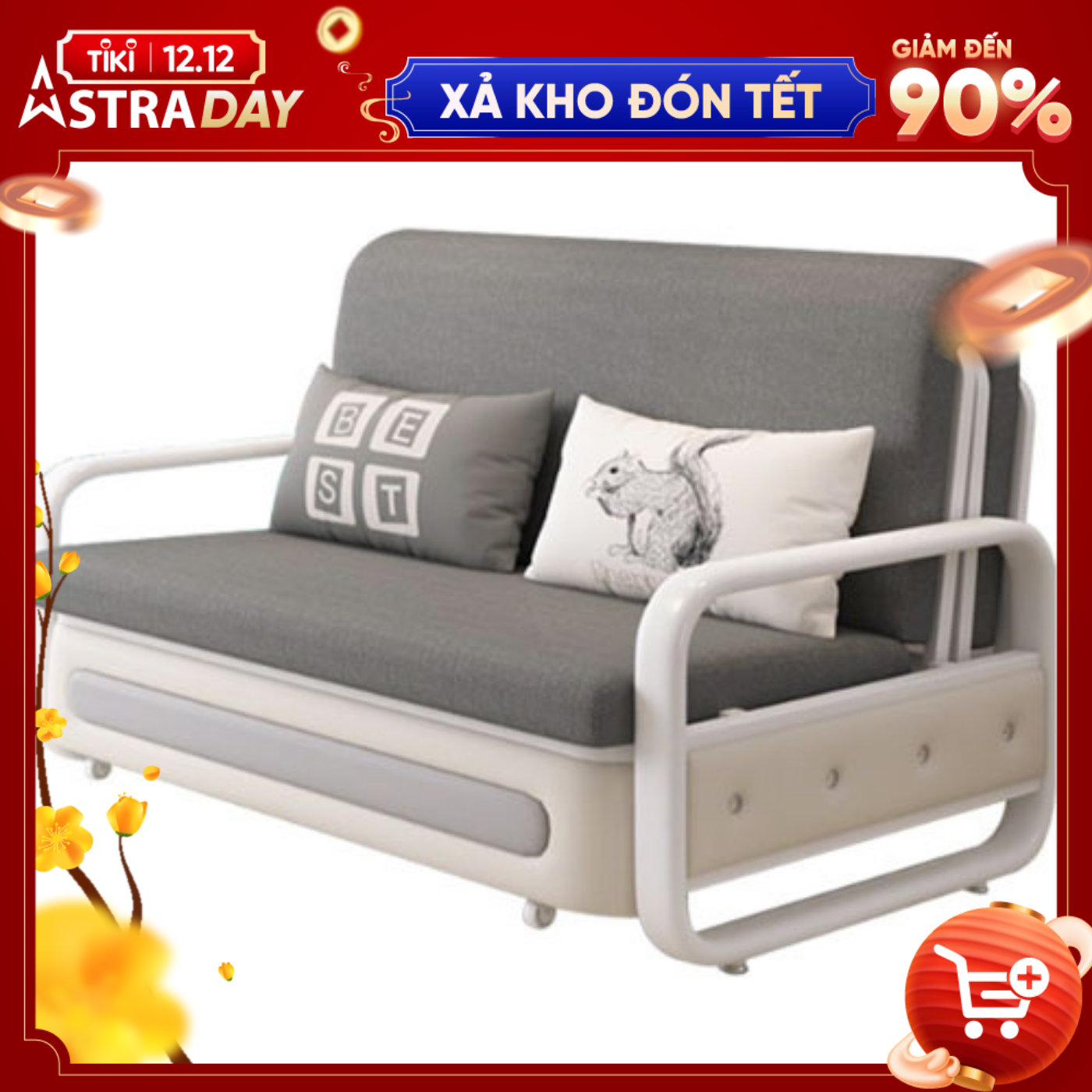 Giường sofa gấp gọn 2 trong 1 có ngăn để đồ tiện nghi sang trọng