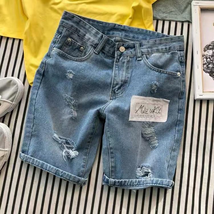 Quần short jeans đùi nam vá rách trẻ trung, thời trang xuân hè 2021