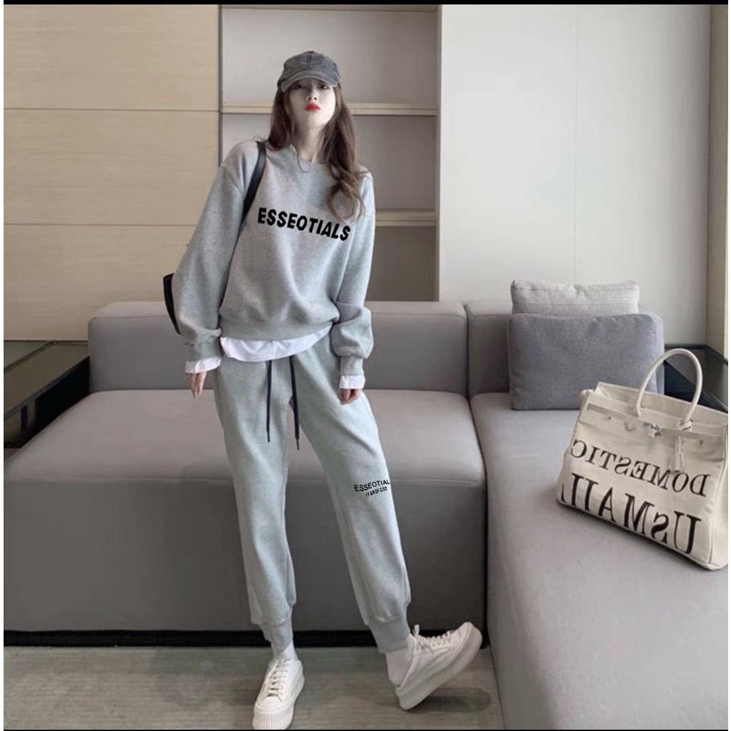 Bộ Nỉ Nam Nữ Thu Đông Trơn Cổ Tròn 1977 - Set Đồ Thể Thao Mặc Nhà Unisex, Áo Khoác Hoodie Sweter Dài Tay Quần Jogger G5