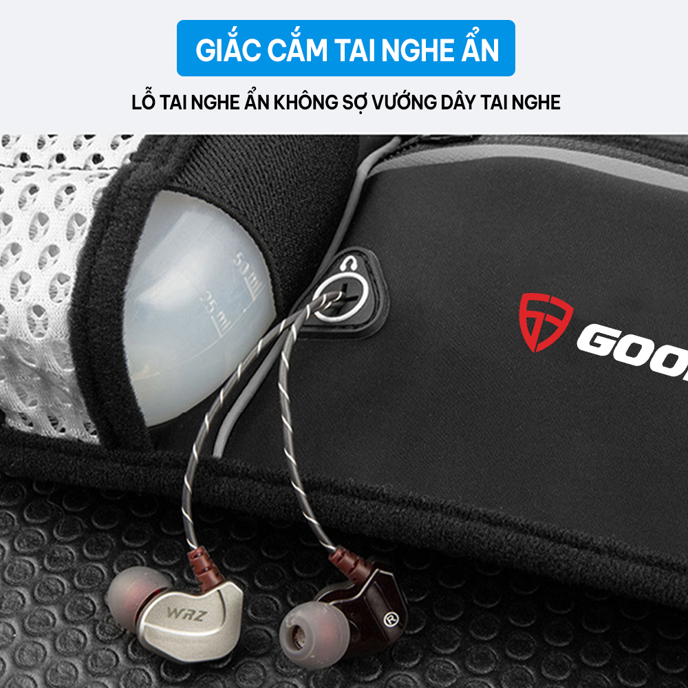 Đai chạy bộ, túi đeo hông đựng điện thoại chống nước GoodFit GF120RB túi đeo chạy bộ 2 ngăn đựng nước