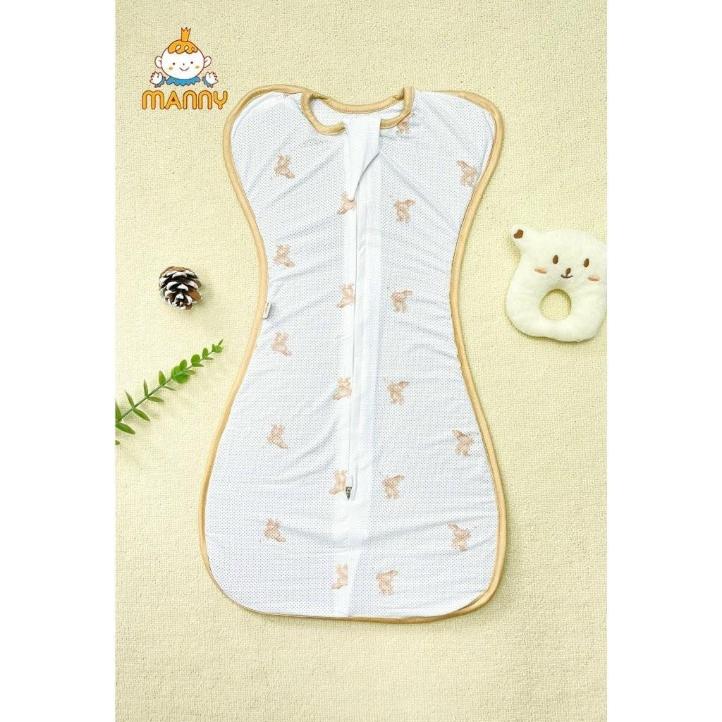 Nhộng Chũn, Nhộng Ngủ Thông Hơi MANNY Vải Thở Mềm Mại, Co Giãn Thoáng Khí Và Khóa 2 Chiều Tiện Lợi Cho Bé Dưới 6 Tháng - Thông Hơi Gấu Nâu