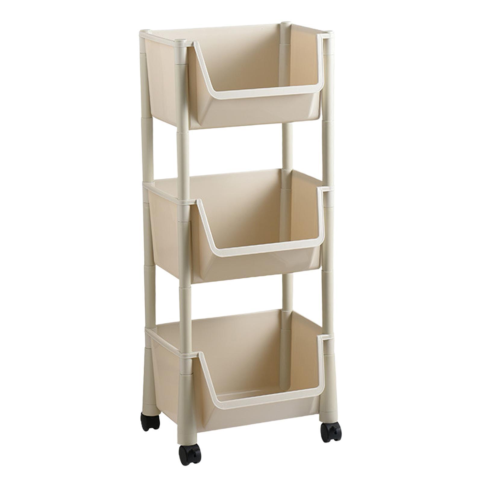 Kitchen Storage Shelf Basket with Lockable Wheels for Bedroom Bathroom